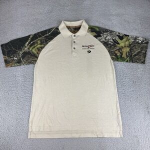 Mossy Oak Bowtech Hunting Staff Camo Polo Shirt Vintage Men's Size Medium